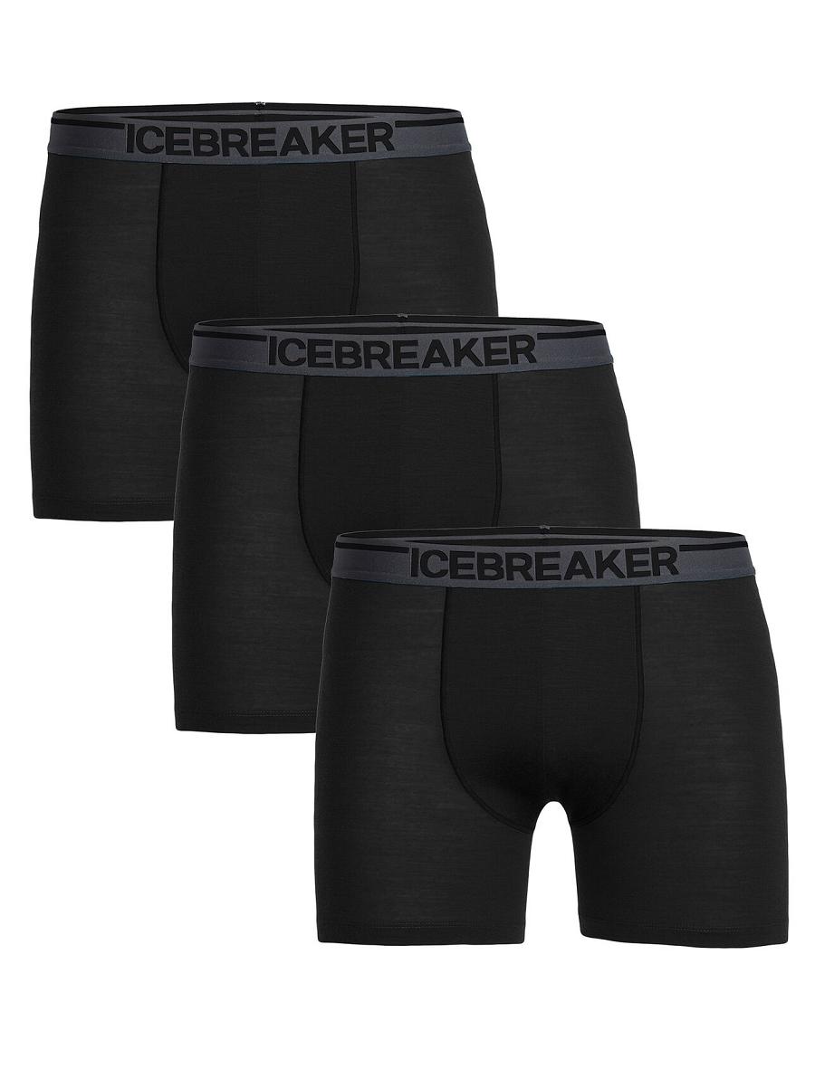 Icebreaker Merino Anatomica Boxers 3 Pack Miesten Alusvaatteet Mustat | FI 1281OKIR